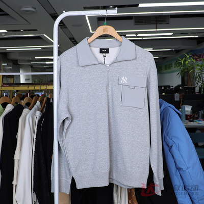 MLB男女NY翻领半拉链运动卫衣