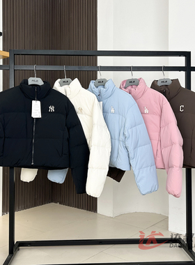 25新款MLB女款羽绒服NY小标纯色短款立领运动棉羽外套3FDJB0456