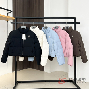 立领运动棉羽外套3FDJB0456 羽绒服NY小标纯色短款 25新款 MLB女款