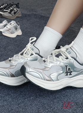 25新款MLB情侣老爹鞋男女NY复古网面厚底增高运动休闲鞋3ARNA065N