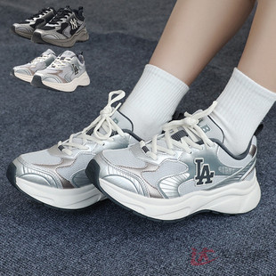 3ARNA065N 男女NY复古网面厚底增高运动休闲鞋 25新款 MLB情侣老爹鞋