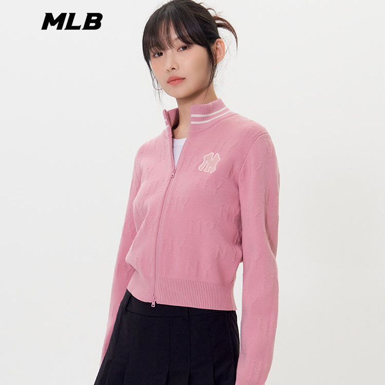 MLB外套女针织运动休闲开衫夹克