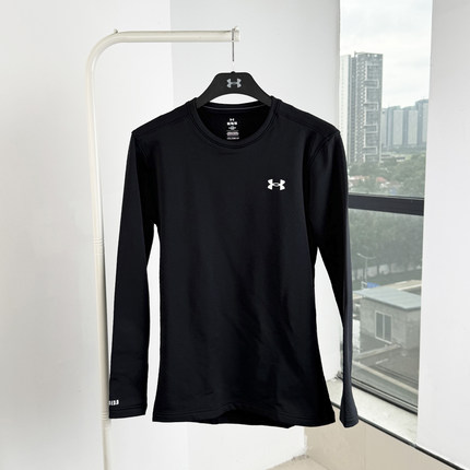 25新款UA安德玛男子长袖Base 3.0紧身圆领弹力薄绒运动T恤6005297