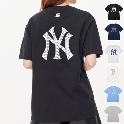 MLB男女NY刺绣复古老花运动T恤