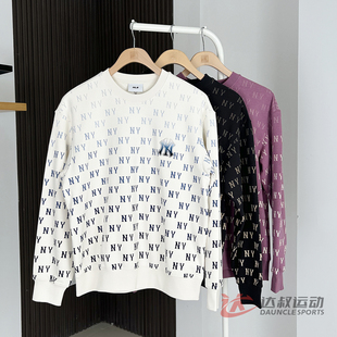 25新款MLB情侣卫衣男女NY复古老花满标渐变休闲套头衫3AMTM1354