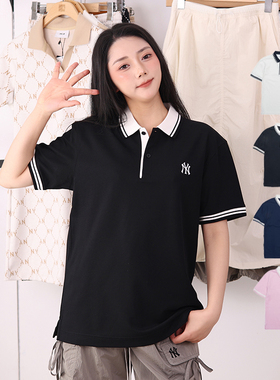 25新款MLB情侣短袖男女NY凉感防晒polo衫休闲运动T恤3APQB0253