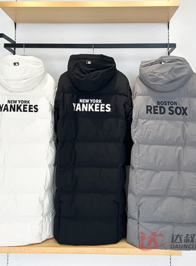 25新款MLB羽绒服男女NY防水鹅绒长款连帽运动棉羽外套3ADJV4056