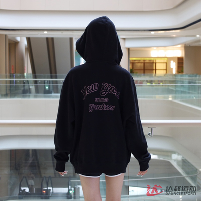 MLB男女NY复古字母连帽运动卫衣