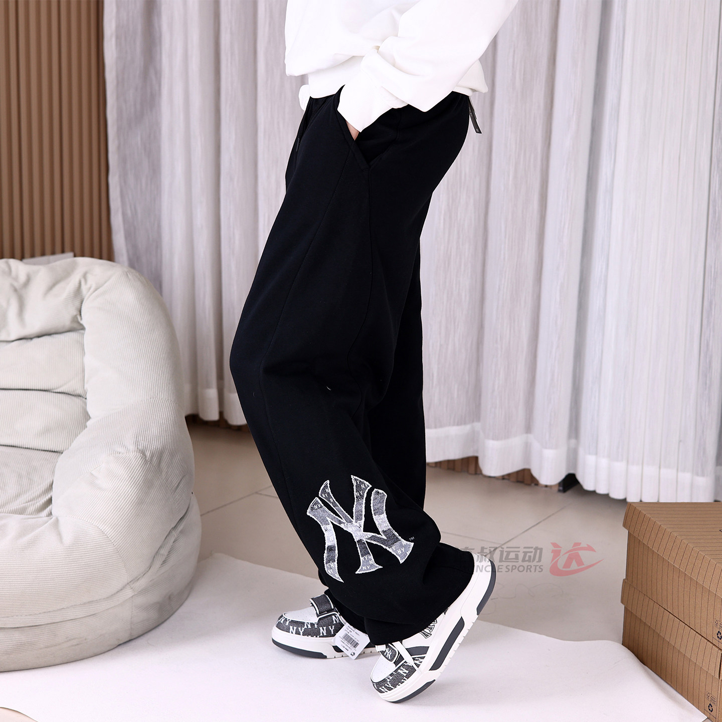 26新款MLB情侣长裤男女NY复古老花大标阔腿休闲运动裤3APTM0261,运动服/休闲服装,运动长裤,淘宝优惠券,粉丝福利购,淘宝优惠卷