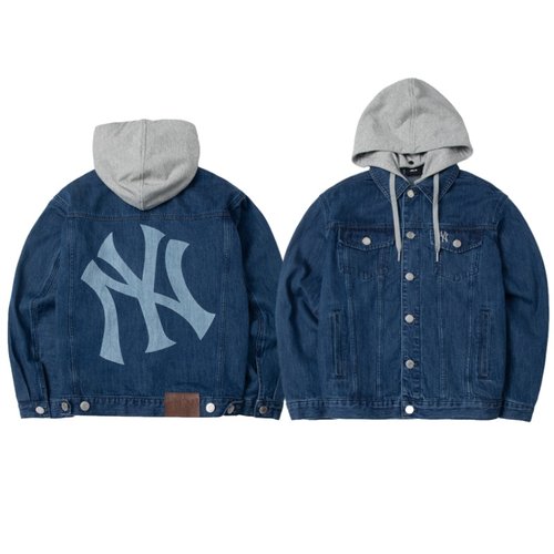 MLB男女NY大标连帽牛仔运动外套