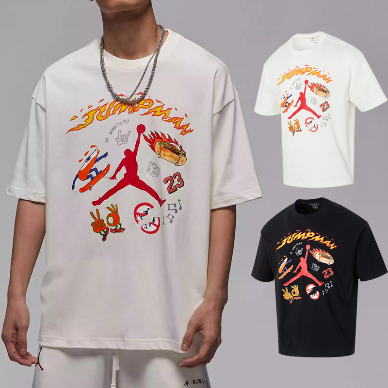 耐克男短袖飞人印花纯棉运动T恤