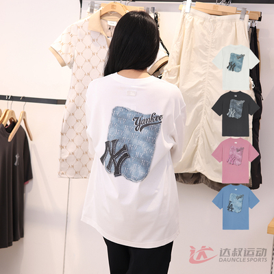 MLB情侣短袖男女复古老花运动T恤