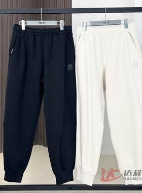 25新款MLB情侣长裤男女NY小标刺绣加绒束脚卫裤运动裤3APTB2756