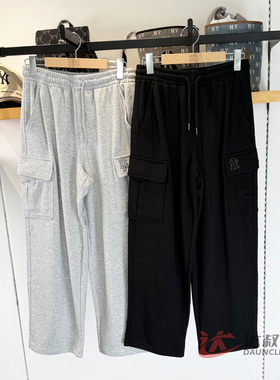 25新款MLB情侣运动裤男女NY工装阔腿裤针织直筒休闲长裤3APTB0354