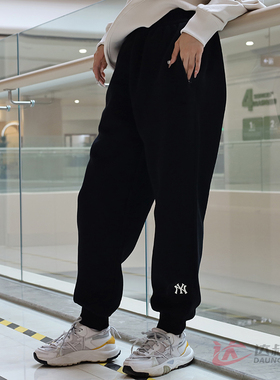 24新款MLB情侣运动裤男女NY小标宽松休闲束脚裤小脚长裤3APTB0444