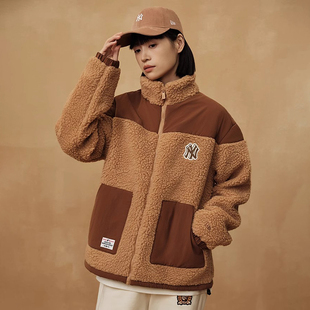 NewEra纽亦华MLB外套男女NY后背大标仿羊羔绒运动夹克13350830