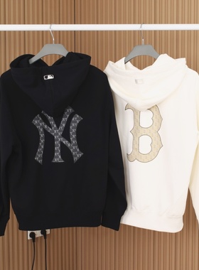 26新款MLB情侣卫衣男女复古老花宽松休闲运动连帽套头衫3AHDM0261