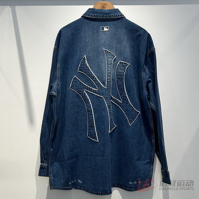 MLB情侣男女NY复古丹宁牛仔外套
