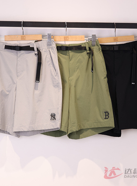 25新款MLB情侣短裤男女NY小标凉感梭织工装休闲运动裤3ASMB0453