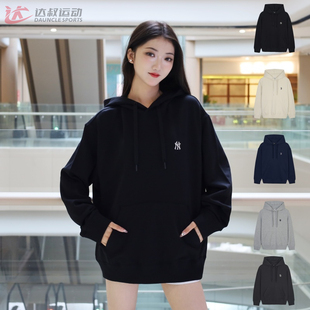 24新款MLB情侣运动卫衣男女NY刺绣小标连帽休闲套头衫3AHDB0144