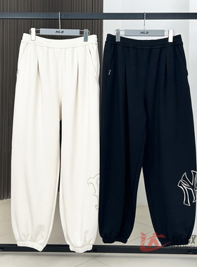 25新款MLB情侣长裤男女NY镂空大标加绒束脚卫裤运动裤3APTB2156