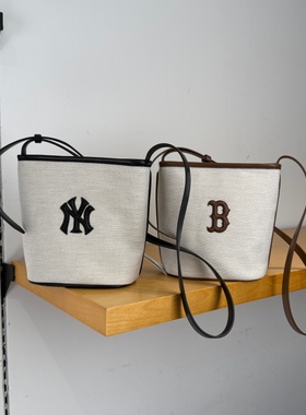 26新款MLB情侣水桶包男女NY斜挎包单肩包拎包休闲运动包3ABMB016N