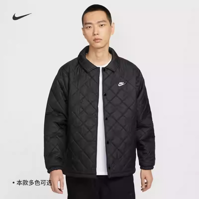 Nike耐克男子防泼水菱格翻领棉服