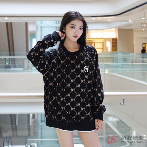 MLB男女复古老花运动卫衣套头衫