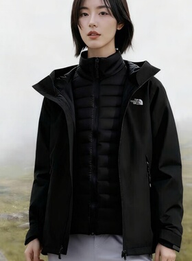 25新款TheNorthFace北面冲锋衣女户外棉服三合一防水保暖外套8FJW