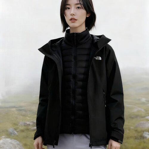 北面冲锋衣女棉服三合一防水外套