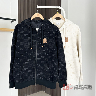 25新款MLB情侣外套男女NY老花满印连帽开衫卫衣运动夹克3ATRM0354