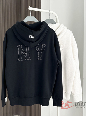 25新款MLB情侣外套男女NY大标做旧破洞开衫卫衣运动夹克3ATRB0654