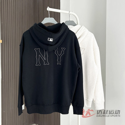 25新款MLB情侣外套男女NY大标做旧破洞开衫卫衣运动夹克3ATRB0654