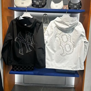 26新款MLB情侣冲锋衣外套男女NY复古老花大标运动夹克3AWJM0361