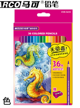 MARCO 马可 4100-36CB 36色彩铅 正版填色无铅毒彩色铅笔