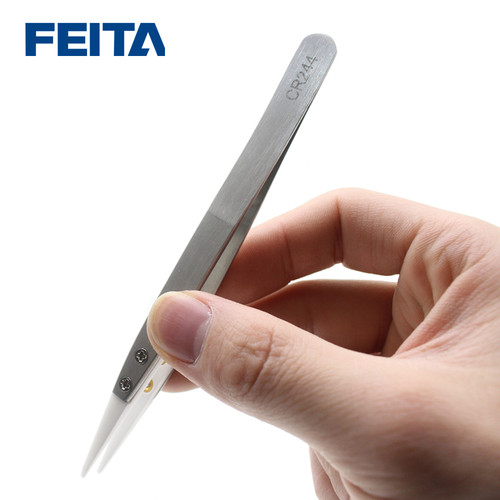 耐高温陶瓷镊子银色白色FEITA