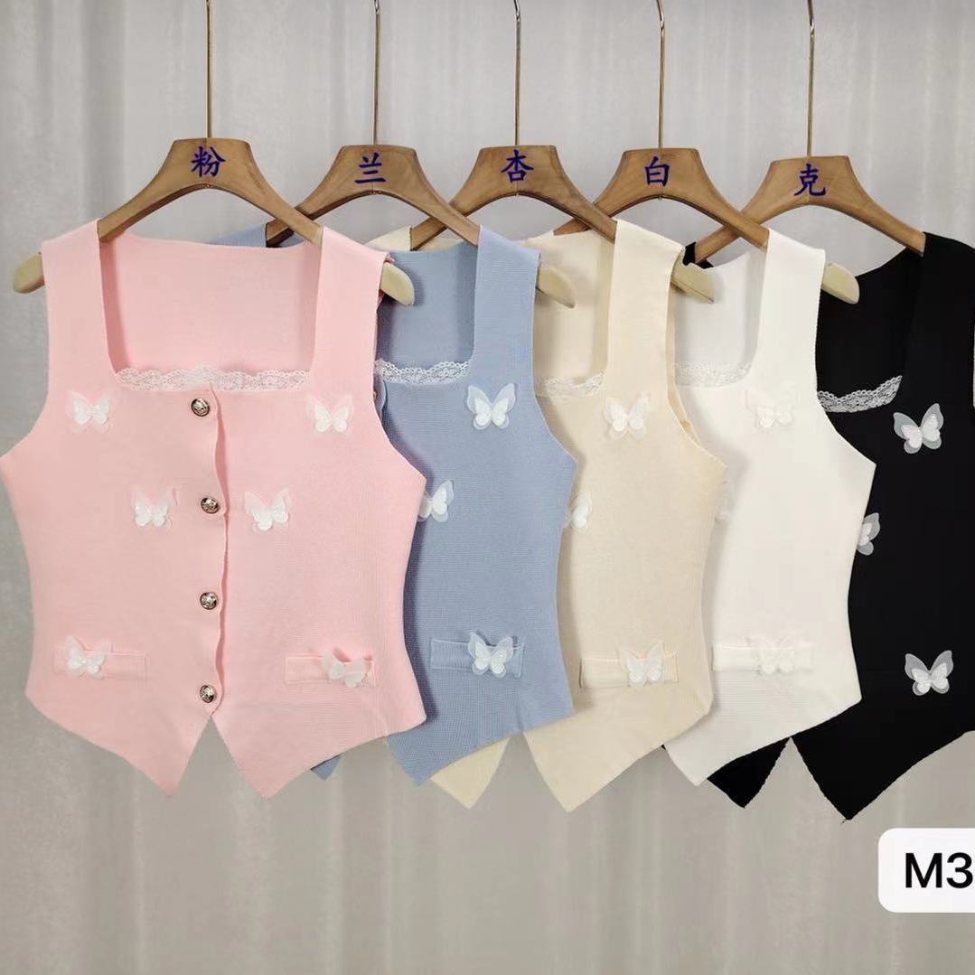 小香风方领马甲背心女叠穿