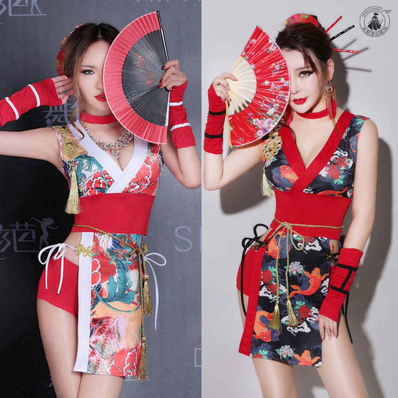 美都演出服装女歌手gogo舞台表演中国风旗袍改良版艺妓短和服