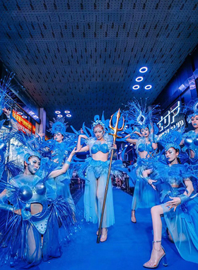酒吧gogo演出服蓝色海洋系列科技感gogo人鱼高空大气派对夜店服装