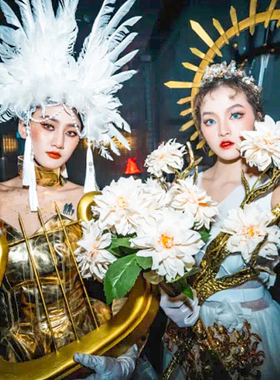 酒吧gogo演出服雅典娜古希腊太阳女神金色系列全套高端大气开场