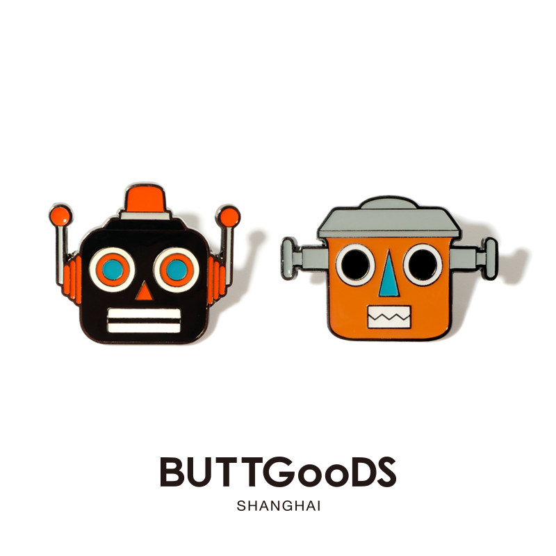 原创设计BUTTGooDS机器人胸针 卡通创意百搭针扣徽章男女情侣礼物