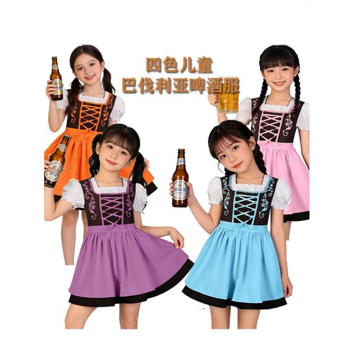 跨境外贸啤酒节cos服巴伐利亚传统啤酒服连衣裙印花女仆装女佣服