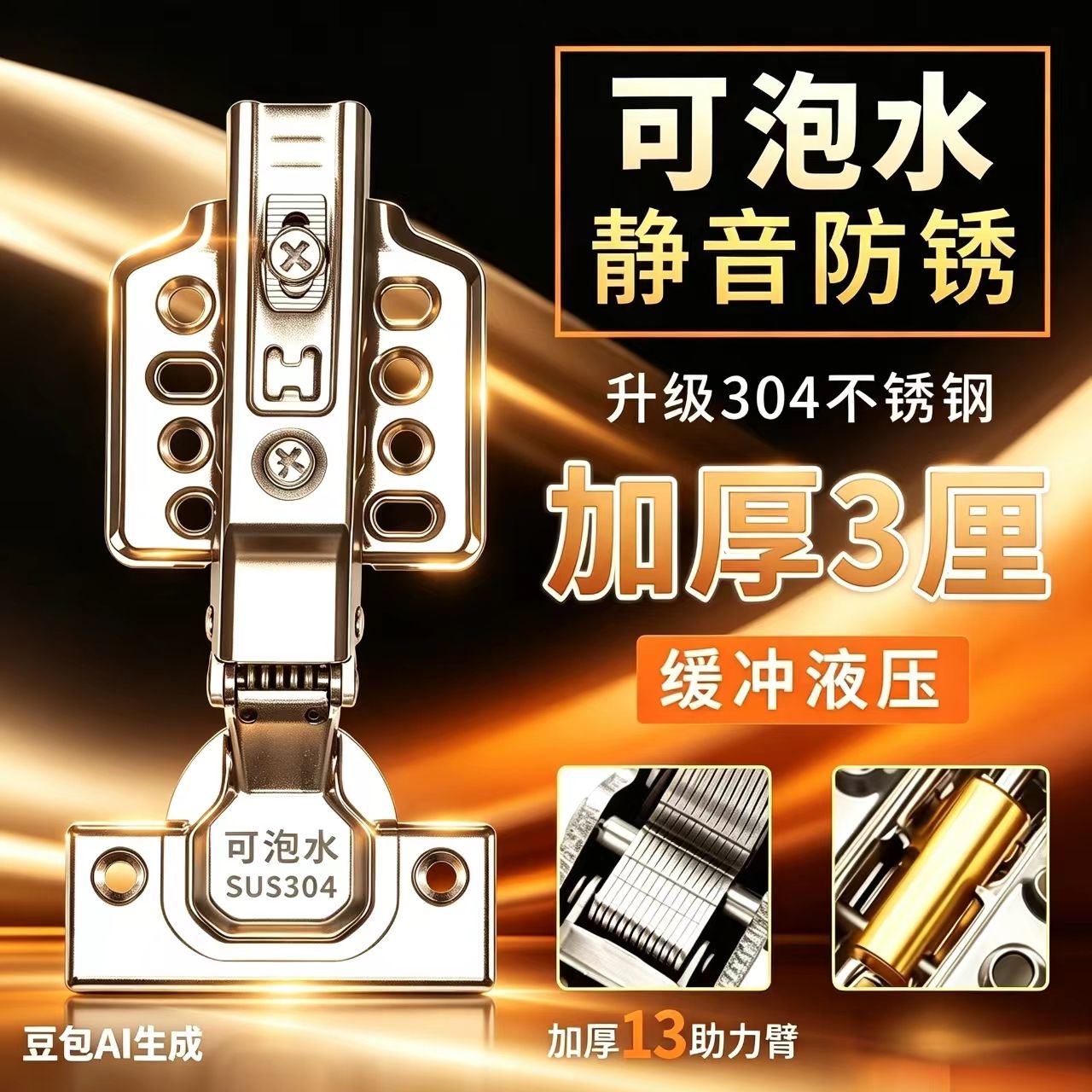 铰链不锈钢阻尼液压缓冲衣橱柜门二段力烟斗弹簧飞机合页五金折叠