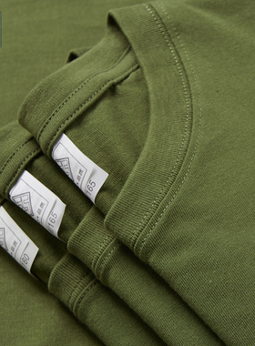 210g重磅橄榄绿短袖t恤女军绿色深绿色基础纯色TEE打底上衣男情侣