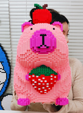 卡皮巴拉积木拼装玩具男女孩益智立体摆件益智解压创意礼物高难度