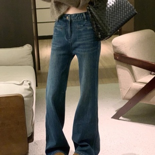 百搭显瘦显大长腿加绒微喇牛仔长裤 欧洲站南油小众设计师冬季 新款