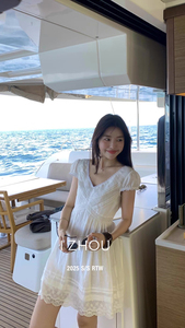 欧洲站2025夏季新款 设计师款小众法式甜美刺绣镂空钩花连衣裙女
