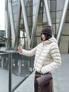 小众复古排骨连帽鹅绒羽绒服外套女 设计师款 欧洲站2025冬季 新款