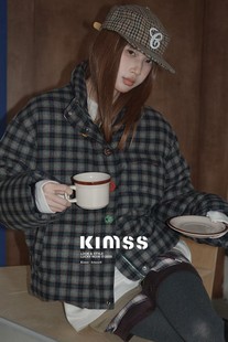 欧洲站南油小众设计2025冬季 彩色南瓜扣撞色格纹加厚羽绒服女 新款