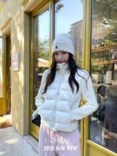 欧洲站2025冬季新款设计师款小众针织拼接羊毛鹅绒羽绒服外套女